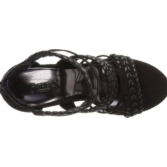 EUC Carlos Santana Java Braided Straps Black Block Heels plus socks - Picture 5 of 5